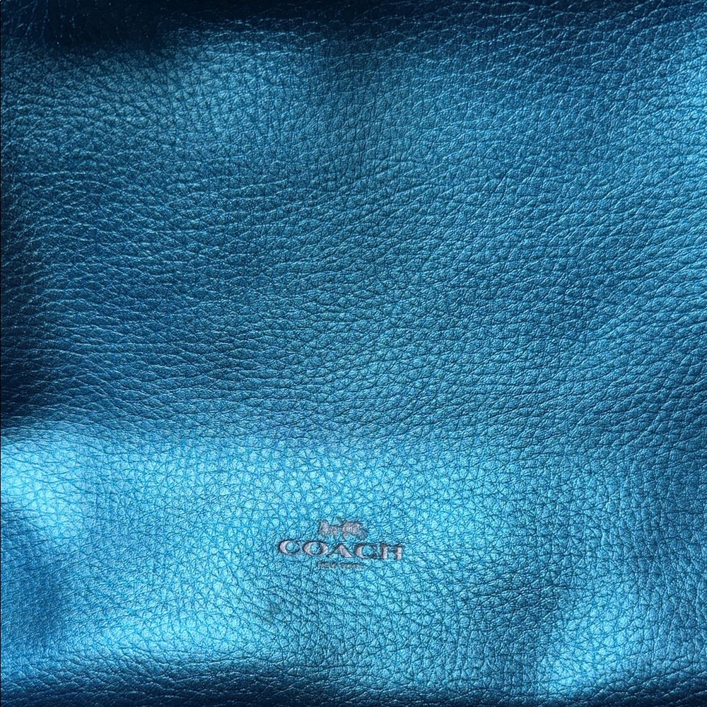 Coach Metallic Teal Leather Tote